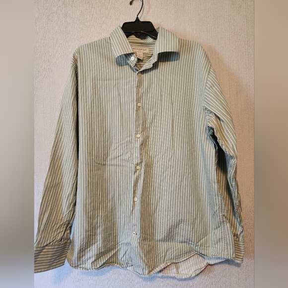 Banana Republic green/white pin strip button up Size XL - Picture 1 of 4